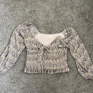 Lost + Wander Smocked Floral Shirt